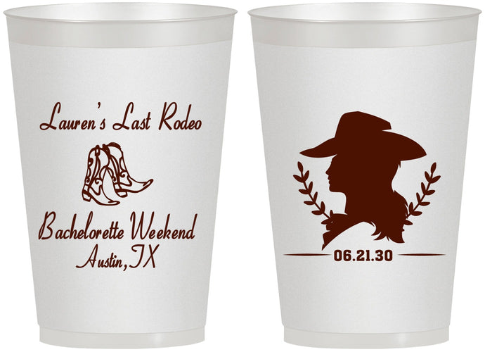 Personalized Bachelorette 12 oz Frosted Cups - Last Rodeo | 60022