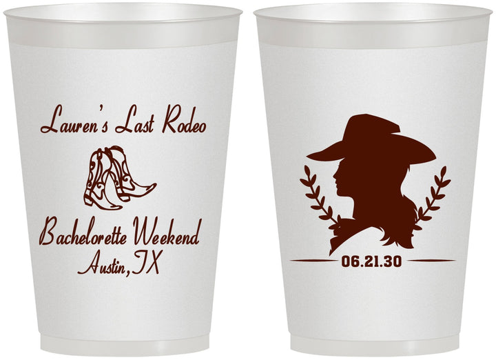 Personalized Bachelorette 12 oz Frosted Cups - Last Rodeo | 60022