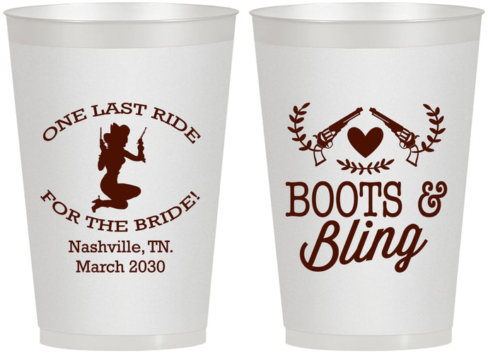 Personalized Bachelorette 12 oz Frosted Cups - One Last Ride | 60024
