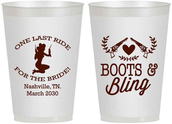 Personalized Bachelorette 12 oz Frosted Cups - One Last Ride | 60024