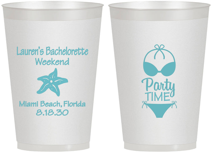 Personalized Bachelorette 12 oz Frosted Cups - Bikini | 60027