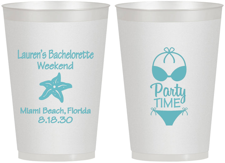 Personalized Bachelorette 12 oz Frosted Cups - Bikini | 60027