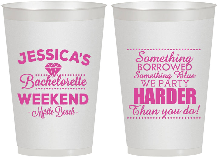 Personalized Bachelorette 12 oz Frosted Cups - Something Borrowed | 60028