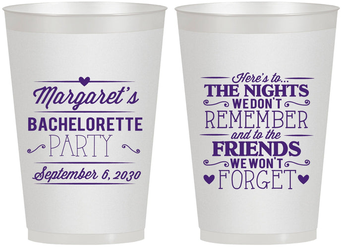 Personalized Bachelorette 12 oz Frosted Cups - Nights Remember | 60034