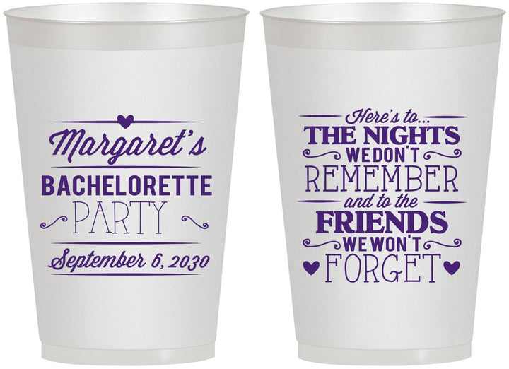 Personalized Bachelorette 12 oz Frosted Cups - Nights Remember | 60034