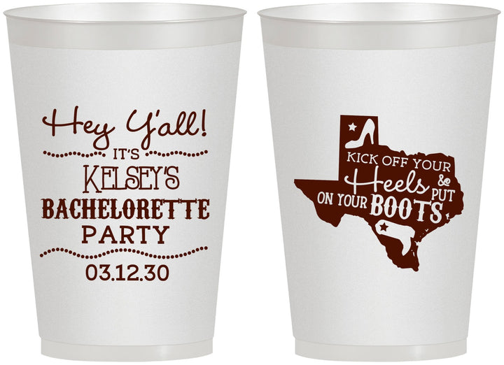 Personalized Bachelorette 12 oz Frosted Cups - Texas Cowgirl | 60041