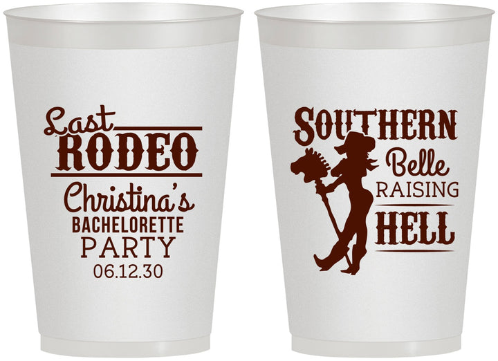 Personalized Bachelorette 12 oz Frosted Cups - Raising Hell Last Rodeo | 60042