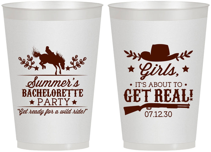 Personalized Bachelorette 12 oz Frosted Cups - Its About To Get Real | 60043