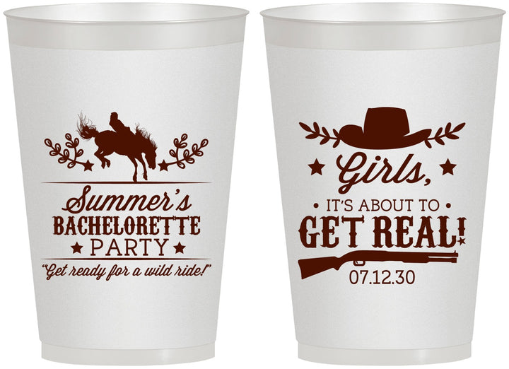 Personalized Bachelorette 12 oz Frosted Cups - Its About To Get Real | 60043