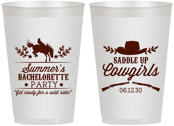 Personalized Bachelorette 12 oz Frosted Cups - Saddle Up Cowgirls | 60045