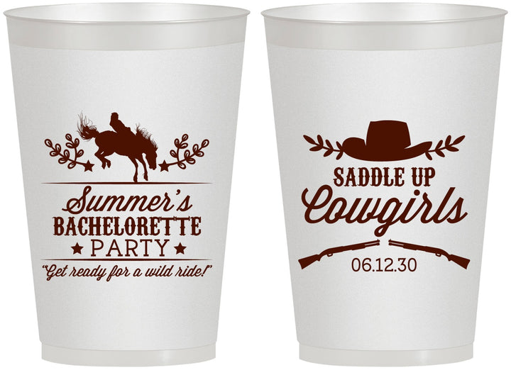 Personalized Bachelorette 12 oz Frosted Cups - Saddle Up Cowgirls | 60045