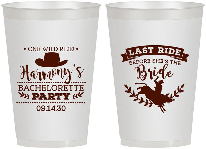 Personalized Bachelorette 12 oz Frosted Cups - Last Ride Before Bride | 60046