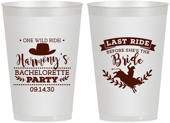 Personalized Bachelorette 12 oz Frosted Cups - Last Ride Before Bride | 60046