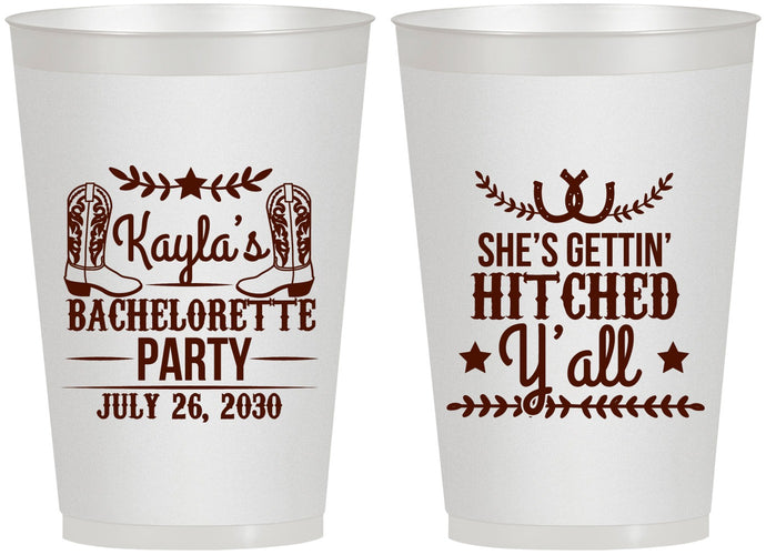 Personalized Bachelorette 12 oz Frosted Cups - Getting Hitched Yall | 60047