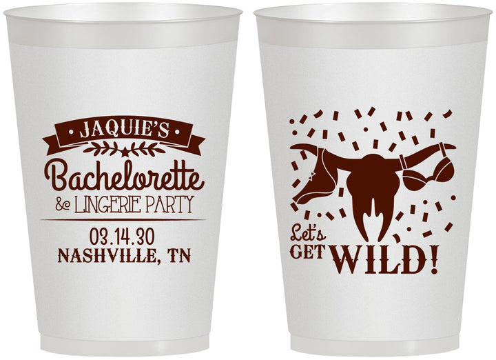 Personalized Bachelorette 12 oz Frosted Cups - Lets Get Wild Cowgirl | 60048