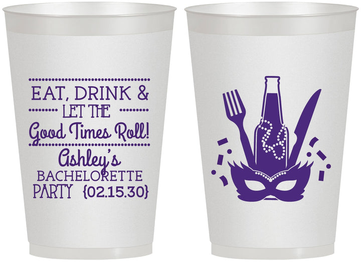 Personalized Bachelorette 12 oz Frosted Cups - Mardi Gras | 60057