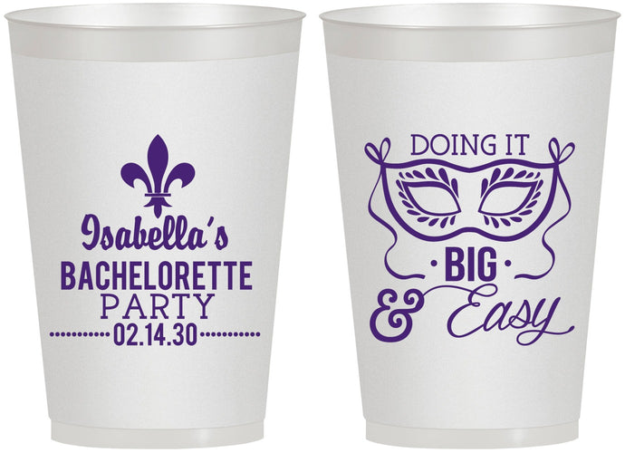 Personalized Bachelorette 12 oz Frosted Cups - Mardi Gras | 60059