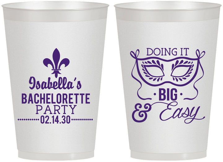Personalized Bachelorette 12 oz Frosted Cups - Mardi Gras | 60059