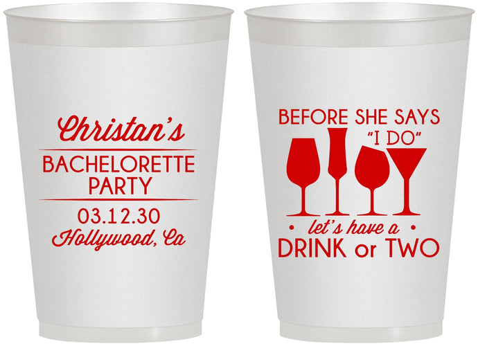 Personalized Bachelorette 12 oz Frosted Cups - Before She Says I Do | 60064