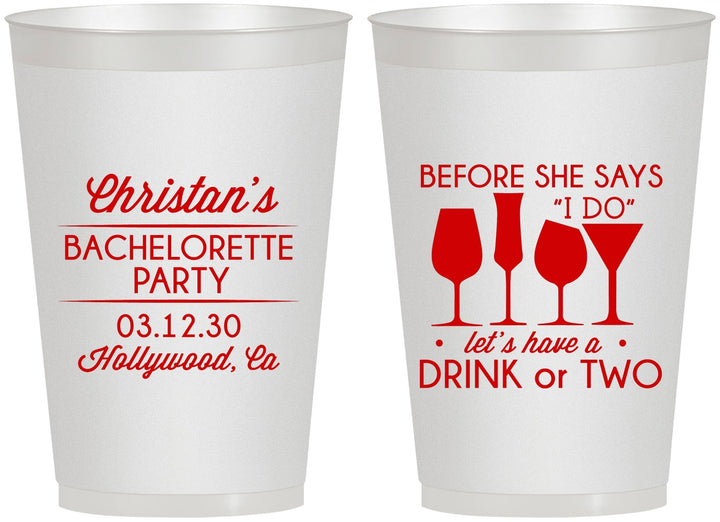 Personalized Bachelorette 12 oz Frosted Cups - Before She Says I Do | 60064
