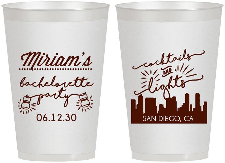 Personalized Bachelorette 12 oz Frosted Cups - San Diego | 60067