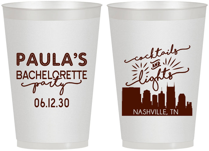 Personalized Bachelorette 12 oz Frosted Cups - Nashville | 60068