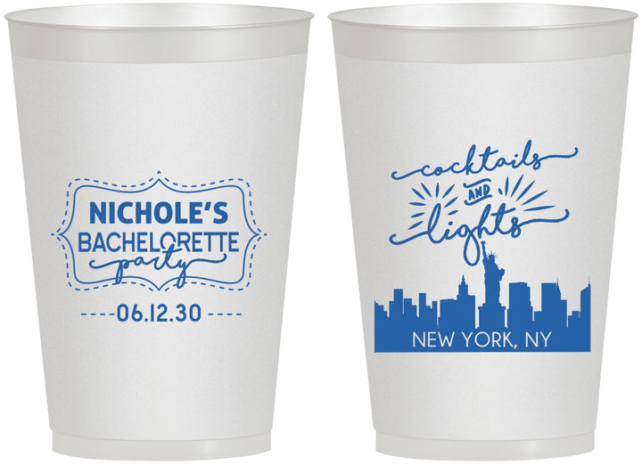 Personalized Bachelorette 12 oz Frosted Cups - New York | 60069