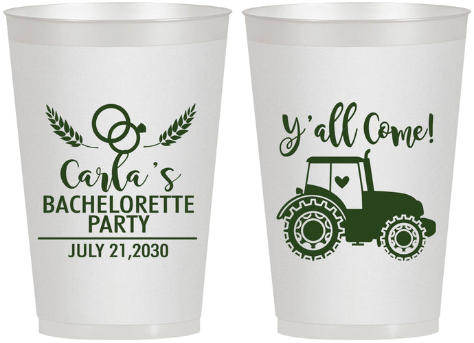 Personalized Bachelorette 12 oz Frosted Cups - Tractor Farm | 60070