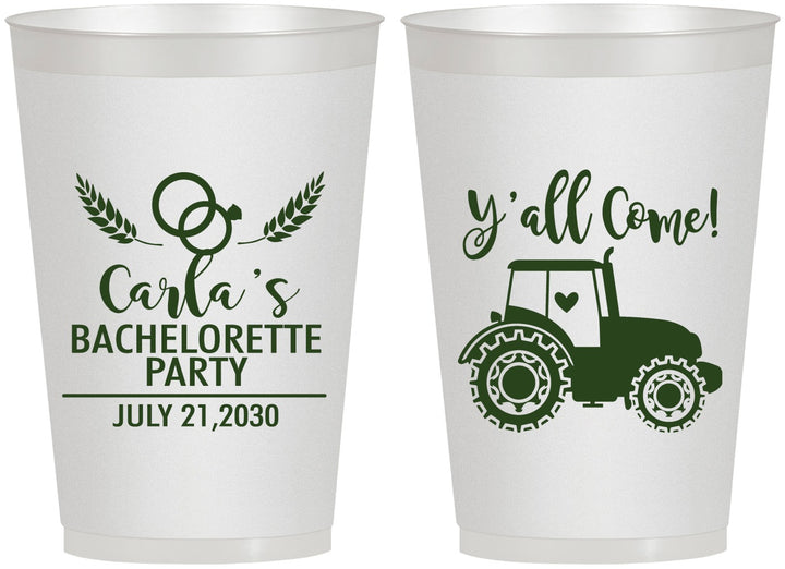 Personalized Bachelorette 12 oz Frosted Cups - Tractor Farm | 60070