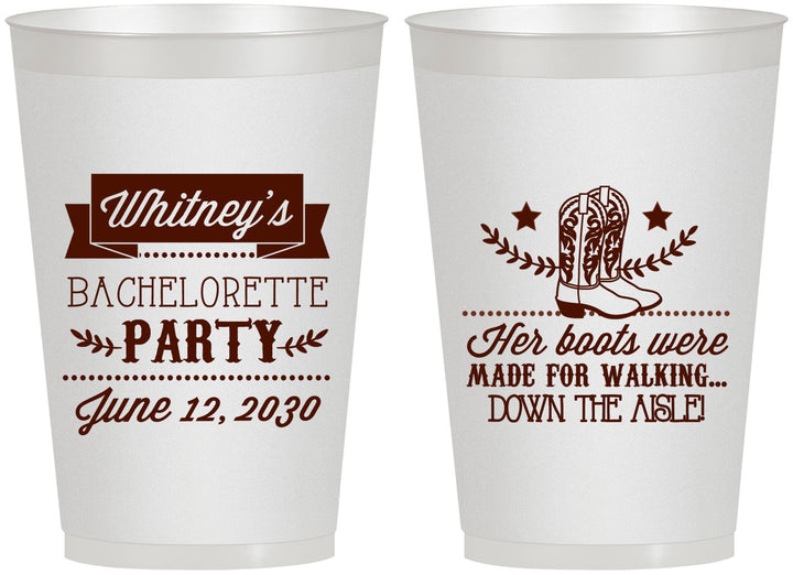 Personalized Bachelorette 12 oz Frosted Cups - Cowgirl Boots | 60072