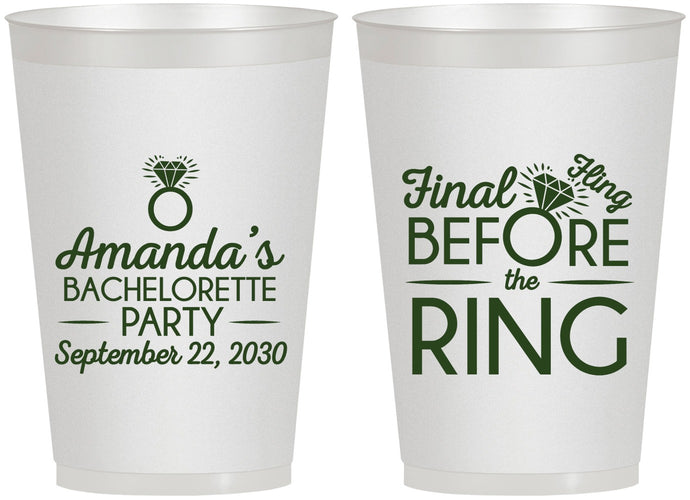 Personalized Bachelorette 12 oz Frosted Cups - Final Fling Before The Ring | 60074