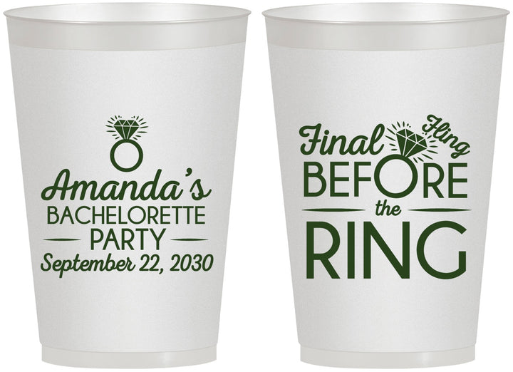 Personalized Bachelorette 12 oz Frosted Cups - Final Fling Before The Ring | 60074