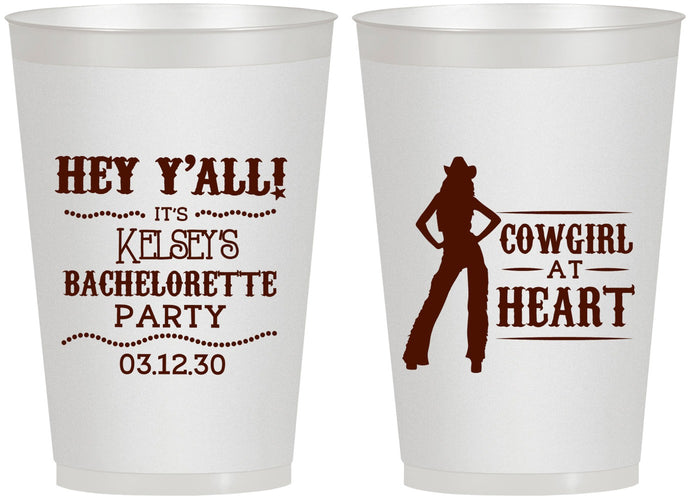 Personalized Bachelorette 12 oz Frosted Cups - Cowgirl At Heart | 60079