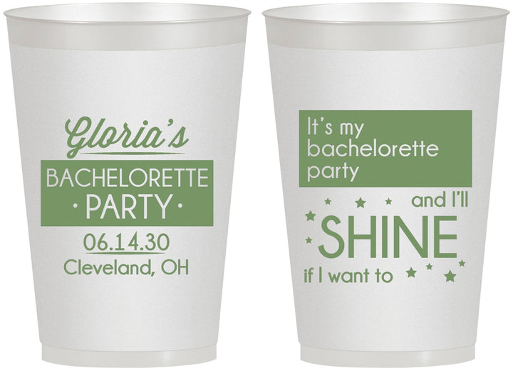 Personalized Bachelorette 12 oz Frosted Cups - Shine | 60080