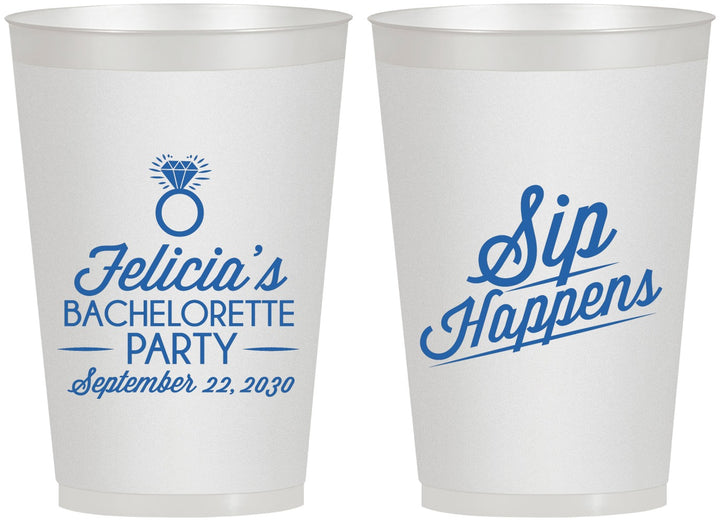 Personalized Bachelorette 12 oz Frosted Cups - Sip Happens | 60081