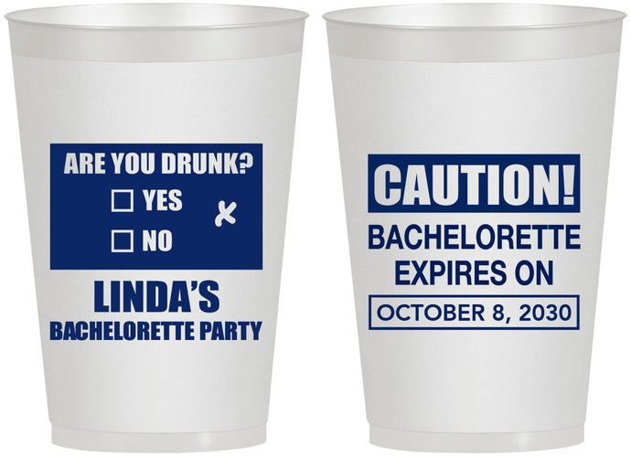 Personalized Bachelorette 12 oz Frosted Cups - Caution | 60082