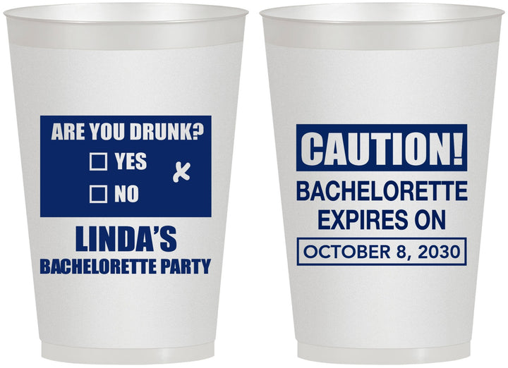 Personalized Bachelorette 12 oz Frosted Cups - Caution | 60082