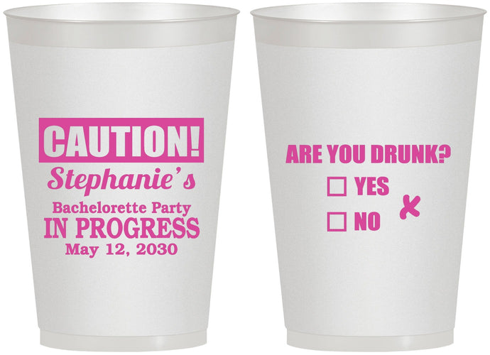 Personalized Bachelorette 12 oz Frosted Cups - Drunk Yes Or No | 60083