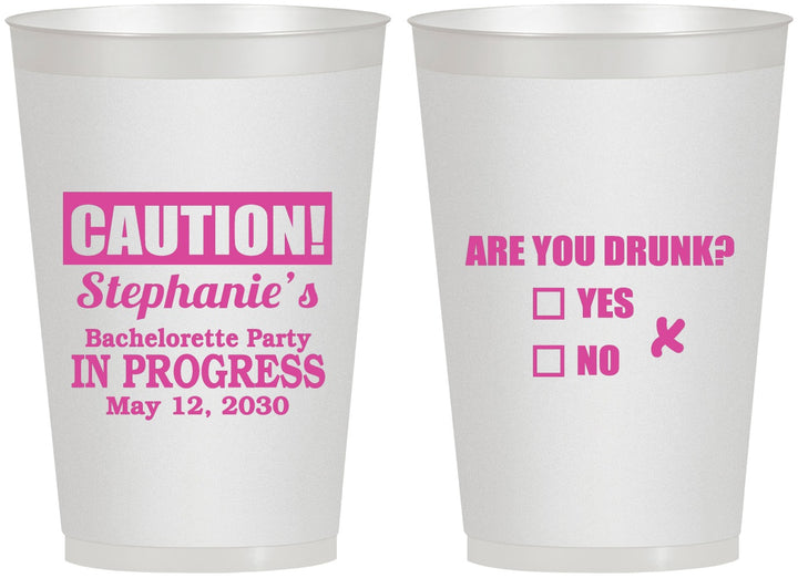 Personalized Bachelorette 12 oz Frosted Cups - Drunk Yes Or No | 60083