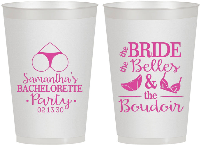 Personalized Bachelorette 12 oz Frosted Cups - Brides Bells Boudoir | 60085