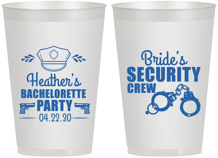 Personalized Bachelorette 12 oz Frosted Cups - Police Security Crew | 60091