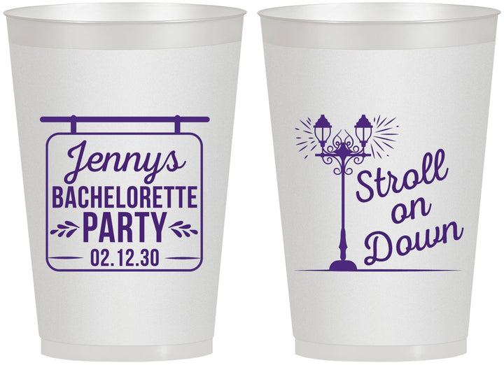 Personalized Bachelorette 12 oz Frosted Cups - Stroll On Down | 60092