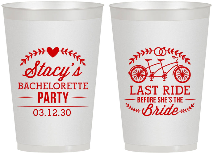 Personalized Bachelorette 12 oz Frosted Cups - Last Ride Before Bride | 60093