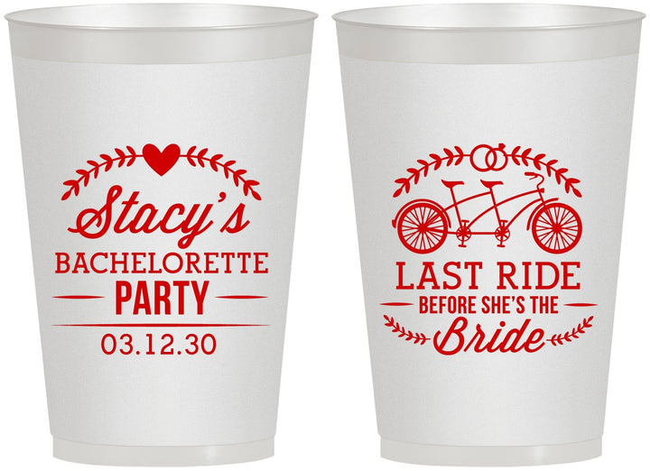 Personalized Bachelorette 12 oz Frosted Cups - Last Ride Before Bride | 60093