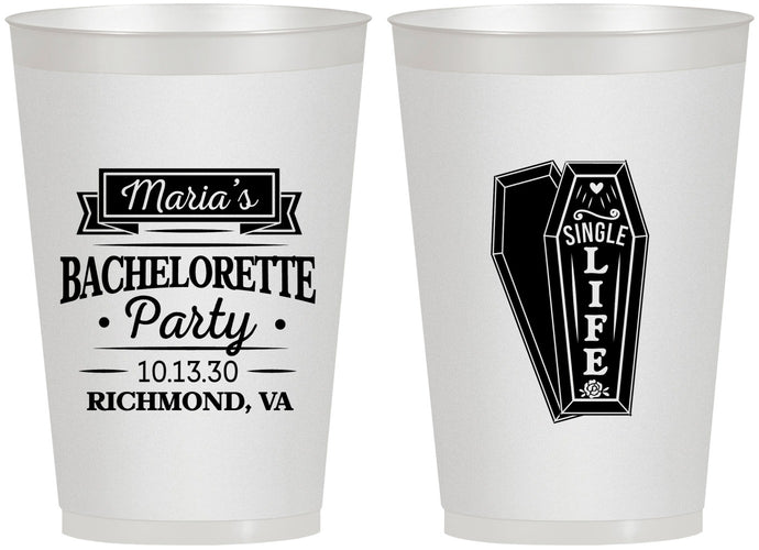 Personalized Bachelorette 12 oz Frosted Cups - Rip Single Life | 60095