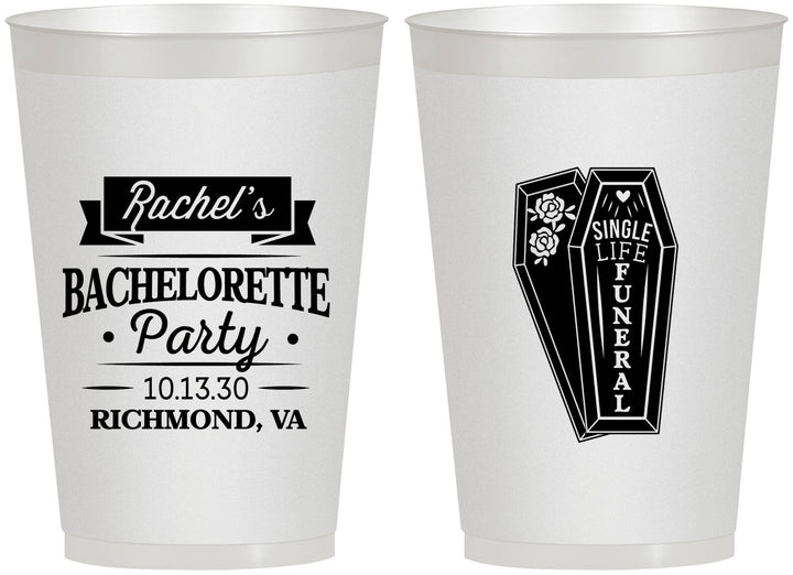 Personalized Bachelorette 12 oz Frosted Cups - Rip Single Life | 60096