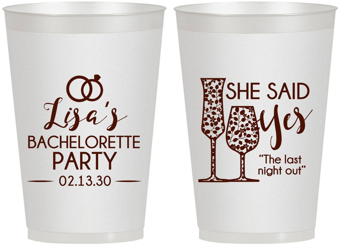 Personalized Bachelorette 12 oz Frosted Cups - The Last Night Out | 60097