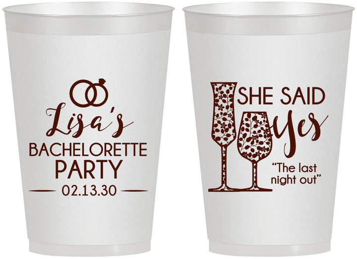 Personalized Bachelorette 12 oz Frosted Cups - The Last Night Out | 60097