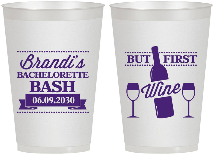 Personalized Bachelorette 12 oz Frosted Cups - Wine | 60099