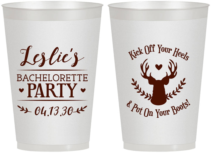 Personalized Bachelorette 12 oz Frosted Cups - Deer Heels Boots | 60102